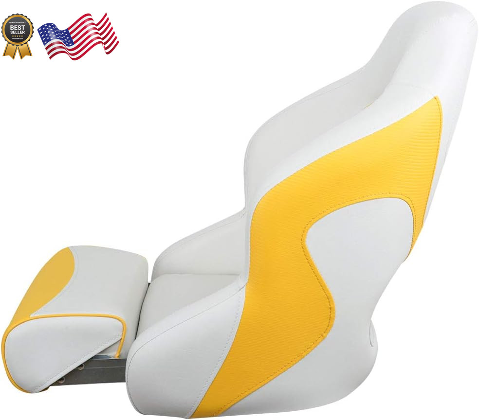 MSC Captain Boat Seat (White/Yellow) FREE SHIPPING USA ONLY
