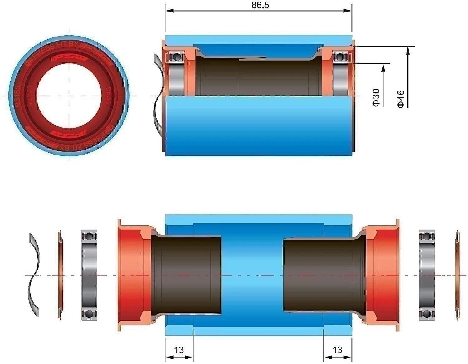 FSA Ceramic Bottom Bracket Press Fit PF30 BBright PF30 BB Right BB-386 EVO