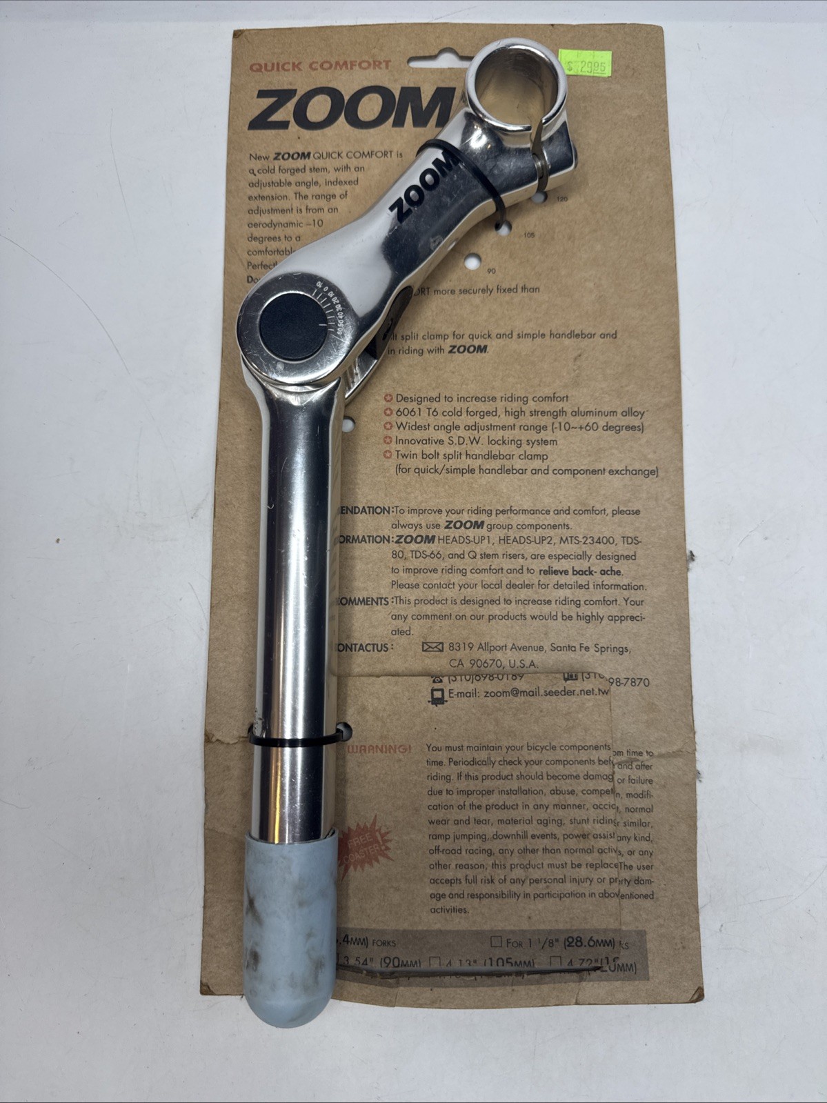 Zoom Quick Comfort Adjustable 120mm Extension 180 Length 80-150 Deg #u3