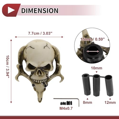 10cm Skull Shift Knob Universal Gear Shifter Knob Resin Stick Shifter Beige