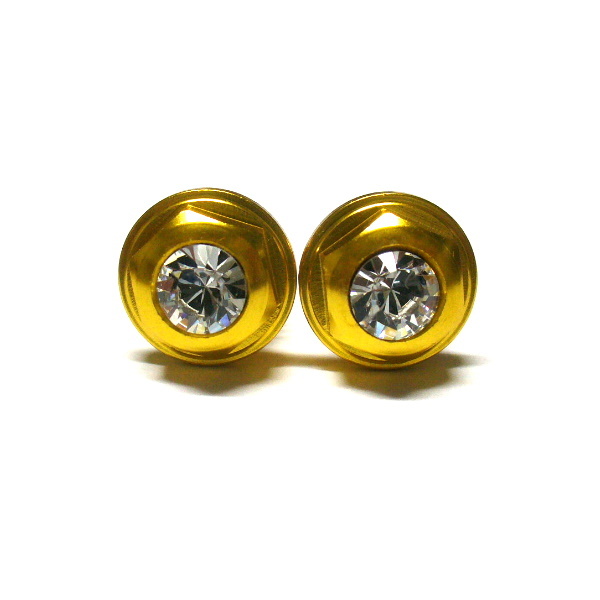 gobike88 XON Swarovski Crystal Pivot Bolts, M8XP1.25X10mm, Gold, P14