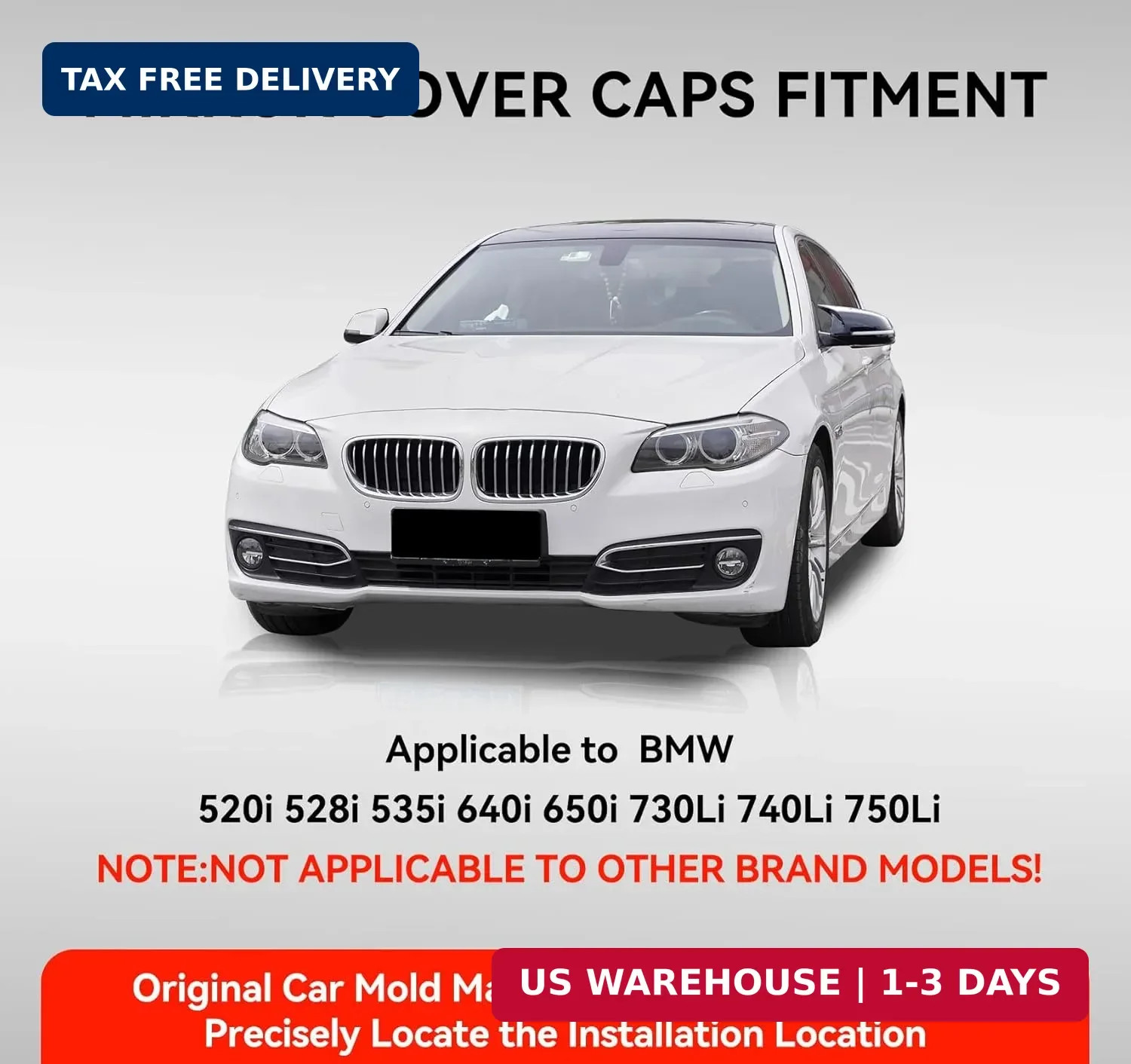 Mirror Caps for F10 – Durable Quality Carbon Fiber Look, Mirror Covers Compatibl