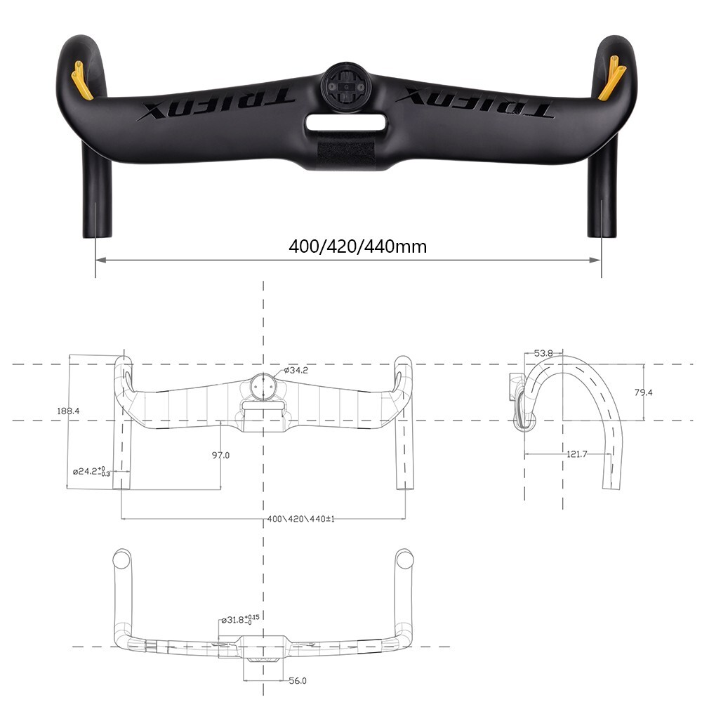 TRIFOX Carbon 31.8mm UD Matte Aero Road Bike Handlebar Bracket For Garmin Bryton
