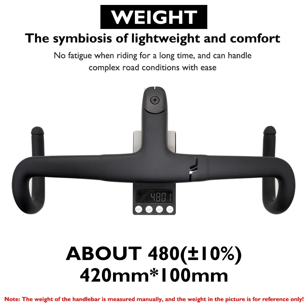 Carbon Road Bike Handlebar 28.6mm 380-440mm Bicycle Parts Fully Internal Cable