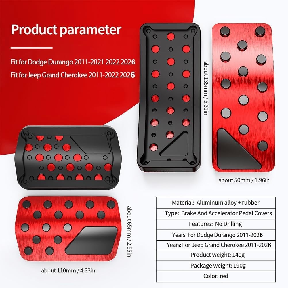 Car Pedal Cover for Jeep Grand Cherokee Dodge Durango Aluminum Alloy No Drilling