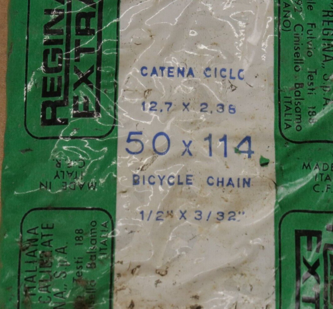 New NOS Vintage Regina Extra 50 Black Chain 5/6/7 Speed 3/32″ Eroica NIB 116L