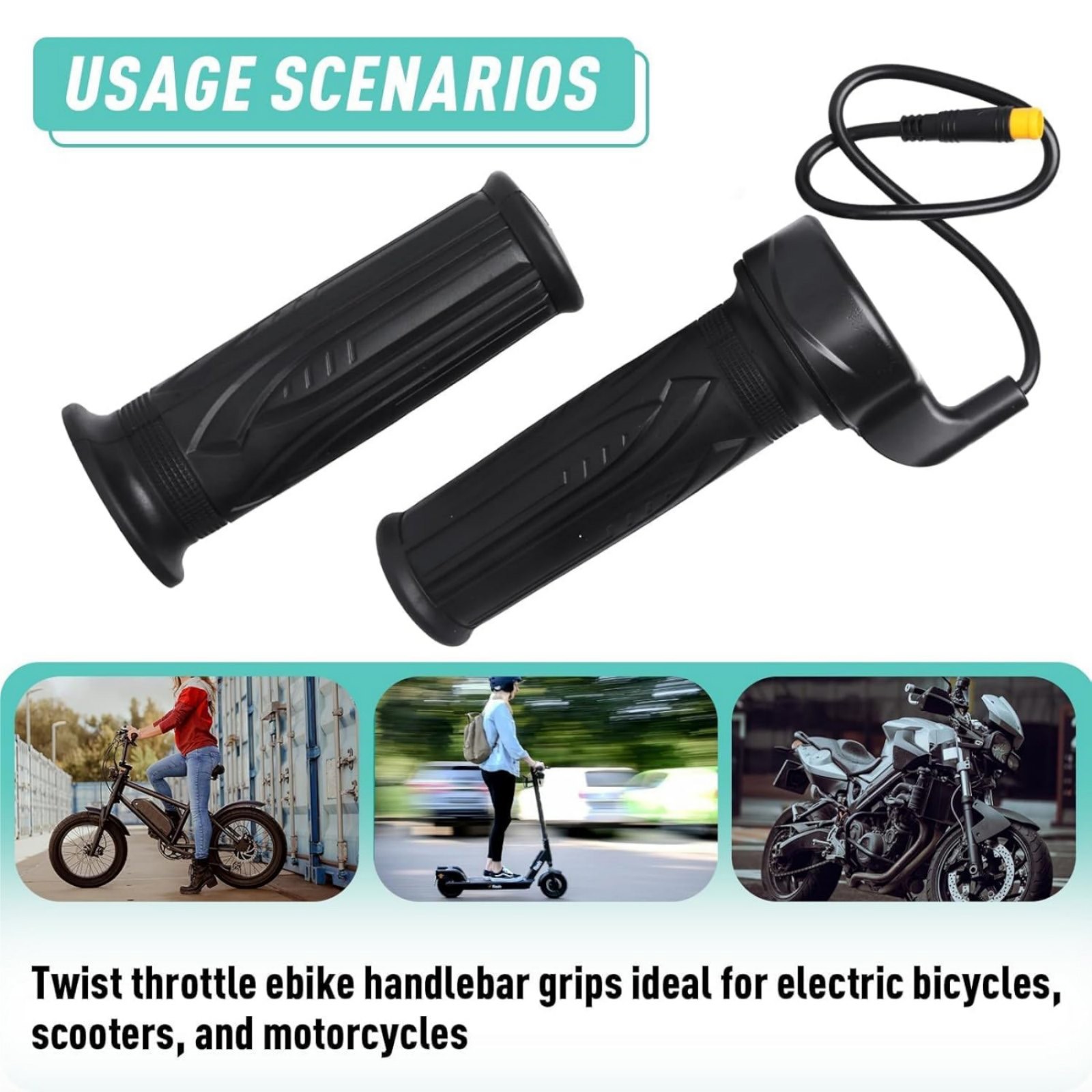 For Ebike Waterproof Full Twist Throttle Left Hand Grip New Replacement 12V-72V