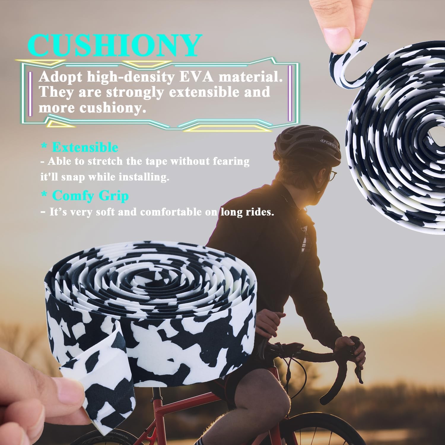 KINGOU Black & White Camouflage EVA Road Bike 2.8 x 30 x 2000 mm, black&white