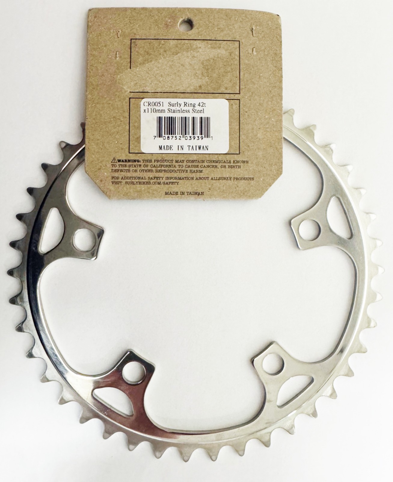 Surly Stainless Steel 42-Tooth 110 BCD 5-Arm Chainring – NOS