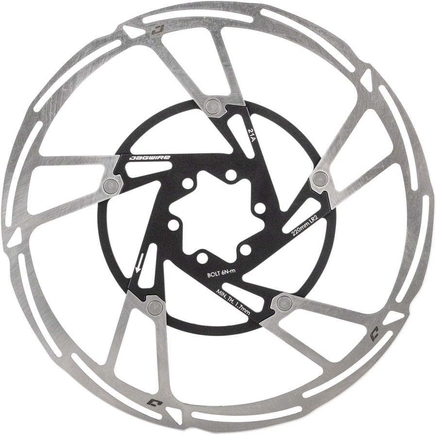 Jagwire Pro LR2 Disc Brake Rotor – 220mm, Center Lock, Silver/Black