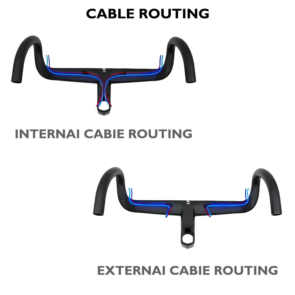 Carbon Fiber Road Gravel Bike Integrated Handlebar with Computer Mount 370-430mm