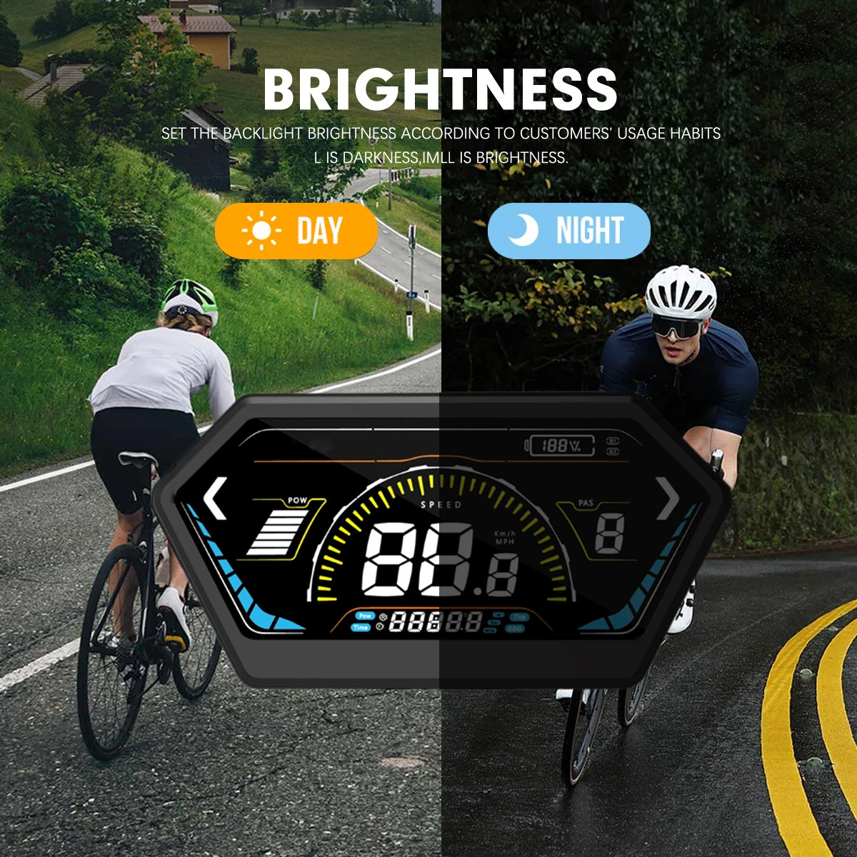 E-bike Display 24V36V48V52V60V72V LCD Color Display SM/Waterproof Plug Display