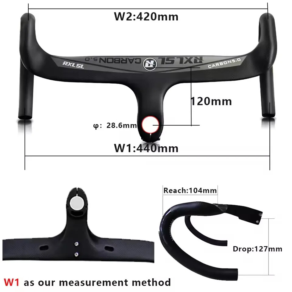 Carbon Road Bike Handlebar Integrated With Stem Internal Routing Drop Bar 28.6mm
