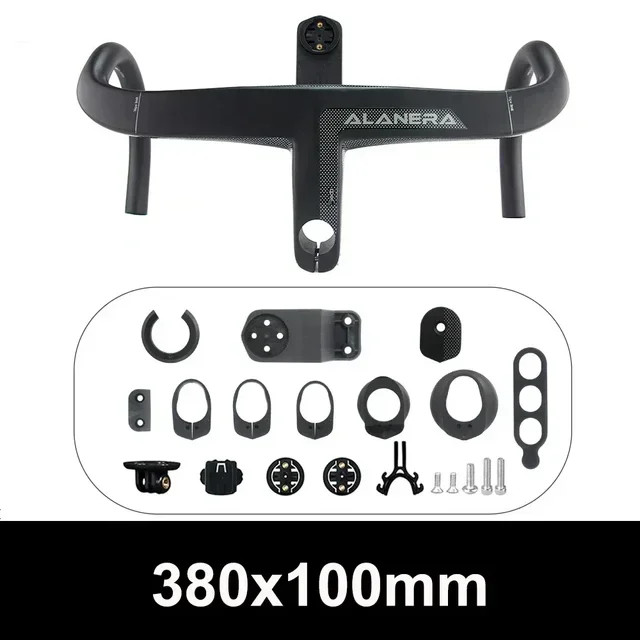 380-440mm Carbon Road Bike Internal Wiring Integrated Bar with Comput Holder