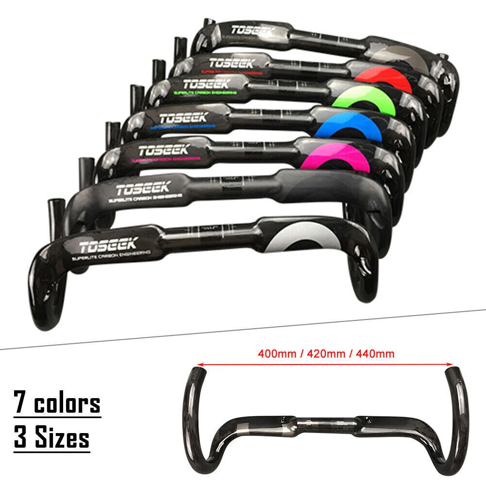 For Toseek Bike Bicycle Racing Drop Bar Handlebar UD Carbon Fiber 400/420/440mm