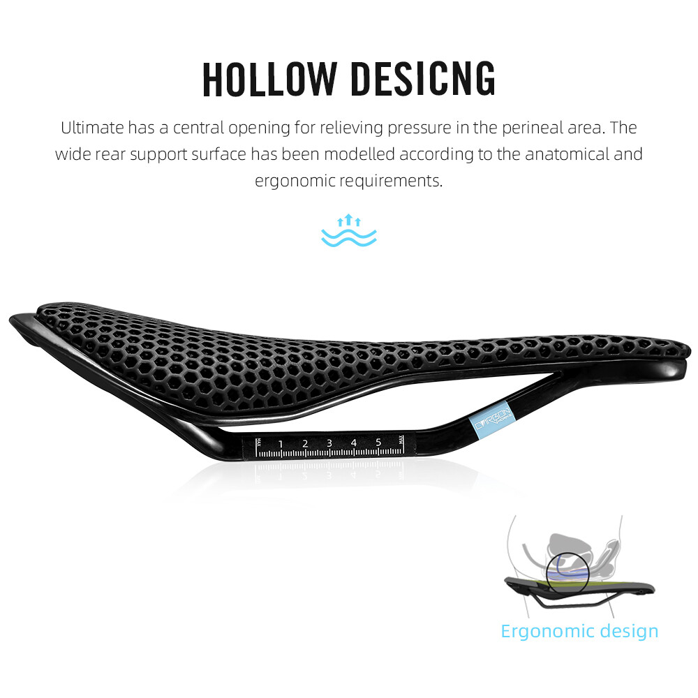 3D Printed Full Carbon Bicycle Saddle 135/145/155mm MTB Gravel Road Bike Seat