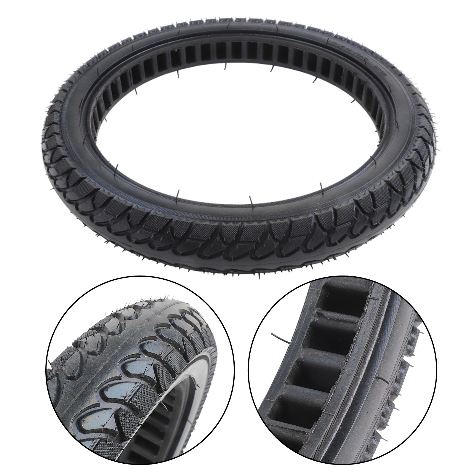 16×2.125 Mountain Bike Solid Tire Black Rubber 325mm Rim Outer Diameter