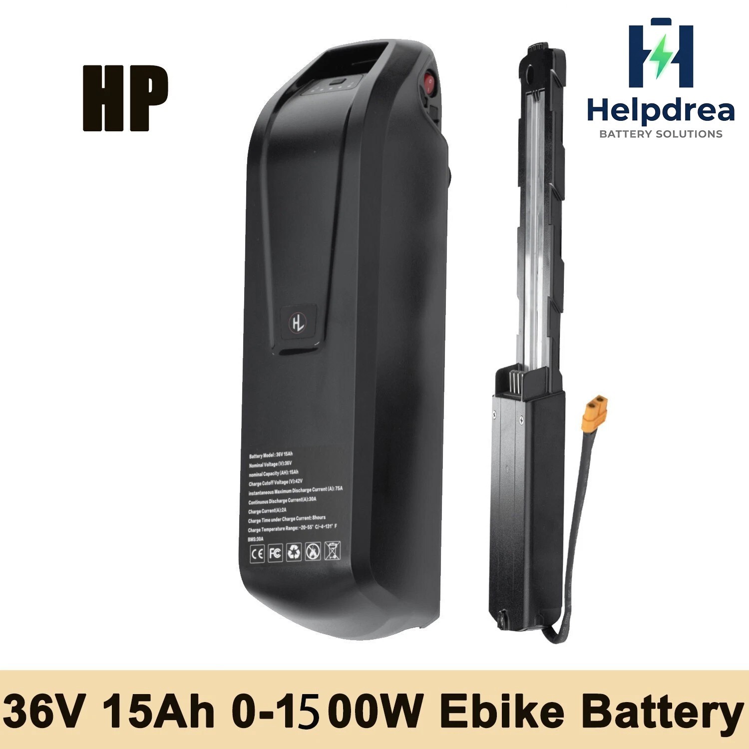 36V 15Ah Electric Bike Lithium Battery Ebike Battery w/Charger Lockable ≤1500W