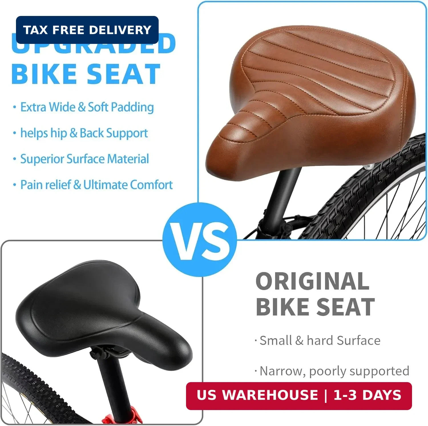 CDYWD Wide Bike Seat for Men Women Comfort, Large Soft Padded Bicycle Seat Cushi