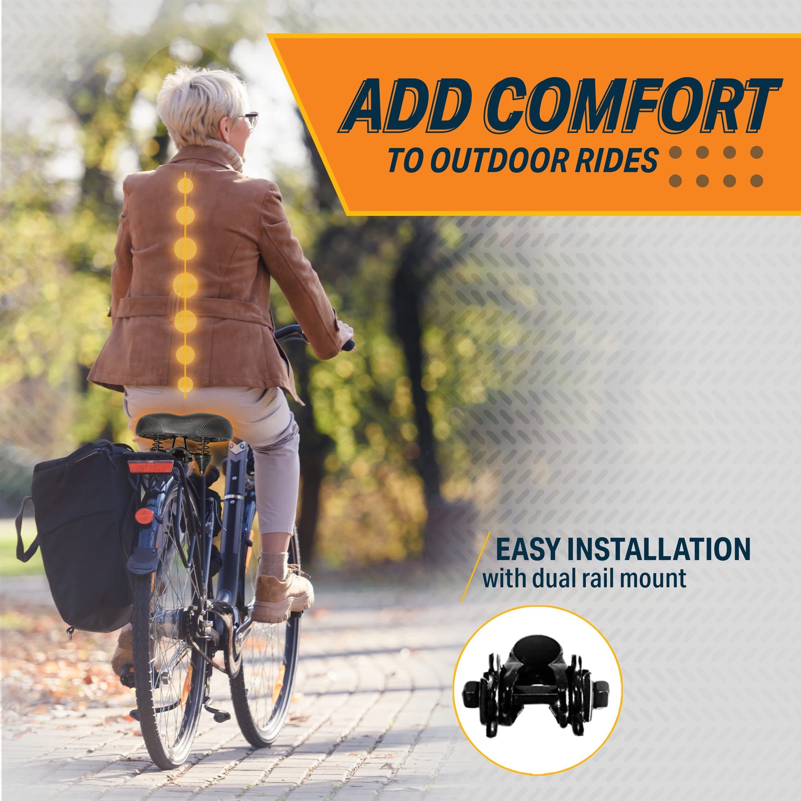 Bikeroo Extra Wide Bike Seat Comfortable Replacement Saddle for All Riders