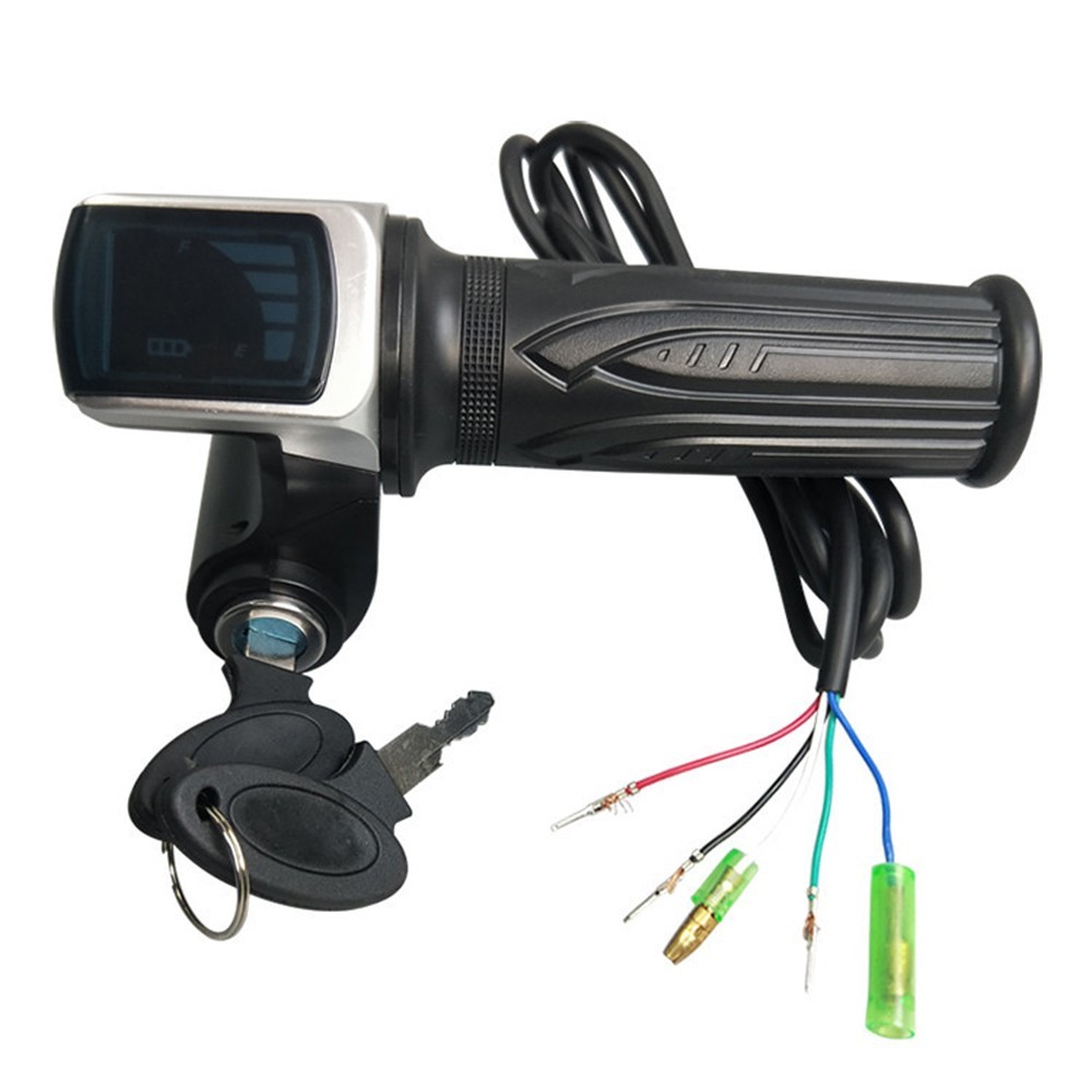 36V 48V 60V Electric Scooter Throttle Grip With Key Lock Power Indicator New