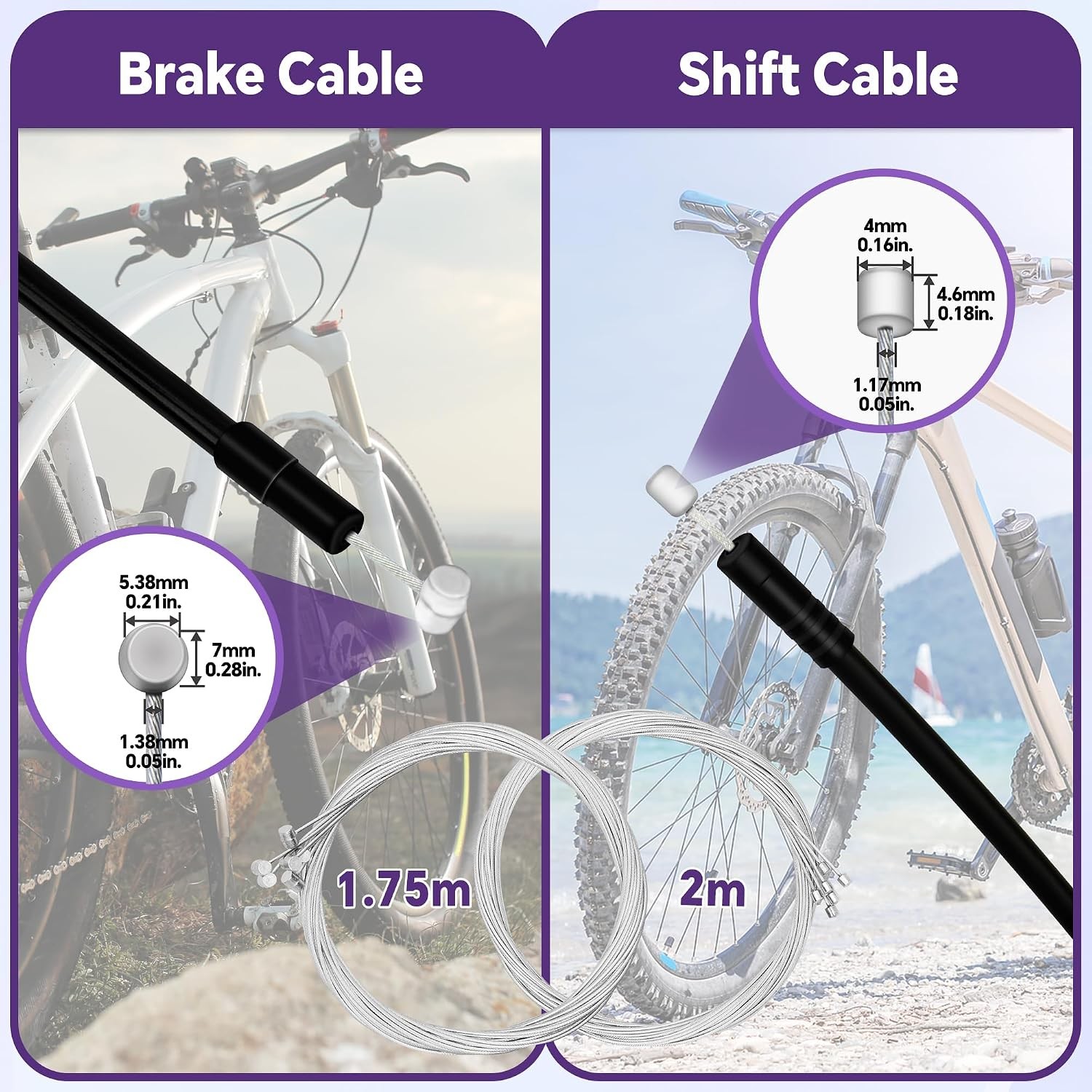 Universal Bike Brake Cable Kit with Stainless Steel Cable Cutter 103PCS