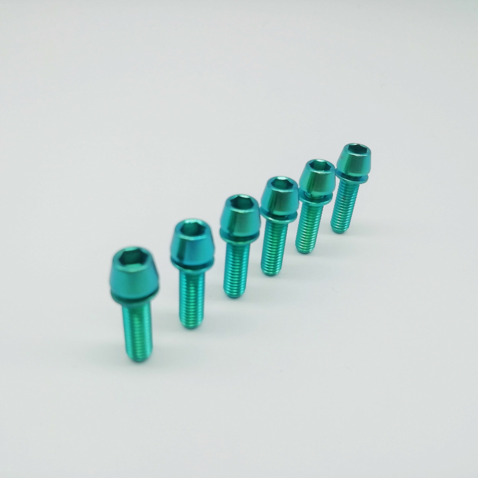 M5x18mm Titanium Ti Bike Stem Bolts Taper Head Bicycle Conical With Washers 6pcs