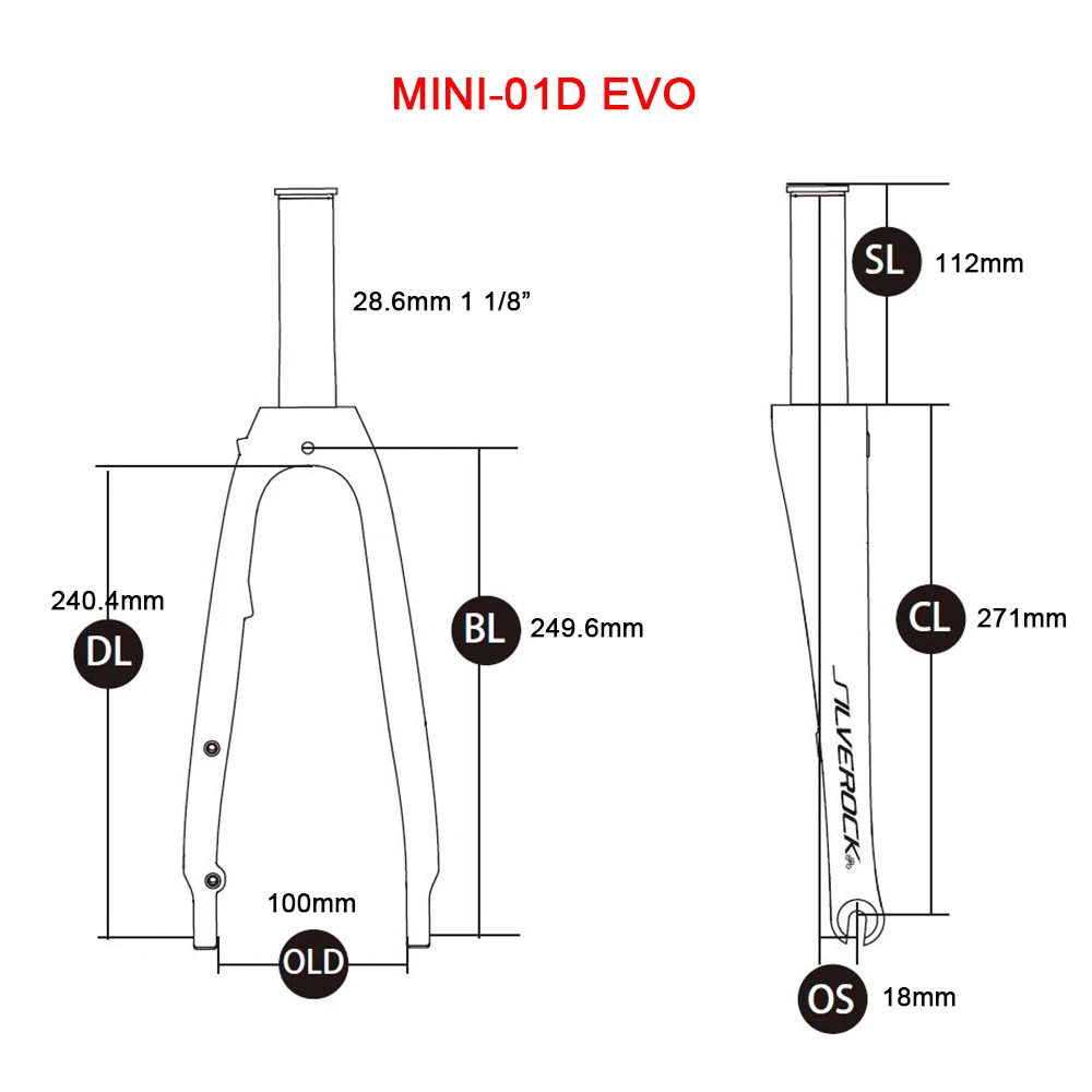 Carbon Fork 16in 349 18in 355 Caliper Disc Brake 100mm 28.6mm for Folding Bike