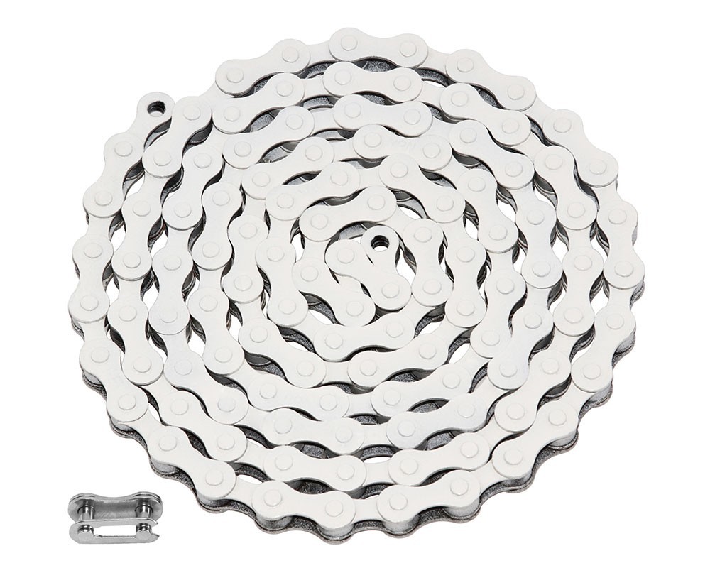 White Single Speed Bicycle Chain 1/2 x 1/8 112 Links Vintage Cruiser BMX Bike.