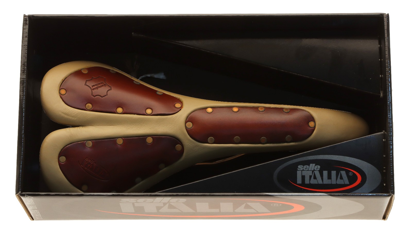 Selle Italia Storika Saddle Ti Alloy Rails Beige and Brown Leather NOS NIB NEW