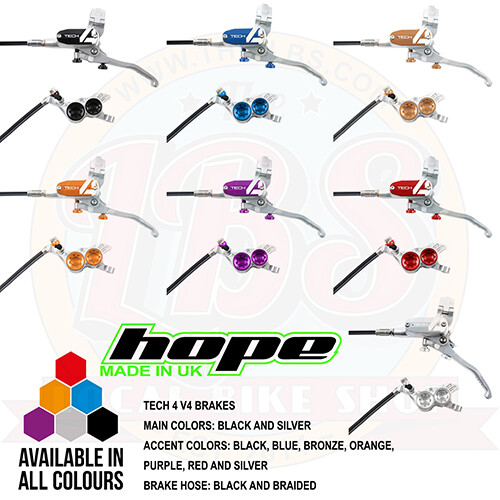 Hope Tech 4 V4 Downhill AM MTB Brakes – Black / Braided Hose – All Colors – New