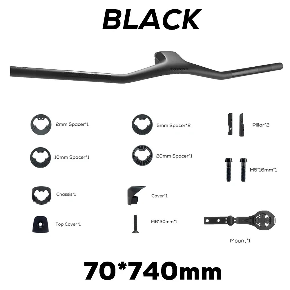 740mm -40° Full Carbon Fiber Integrated MTB Handlebar Black Matte with Mount