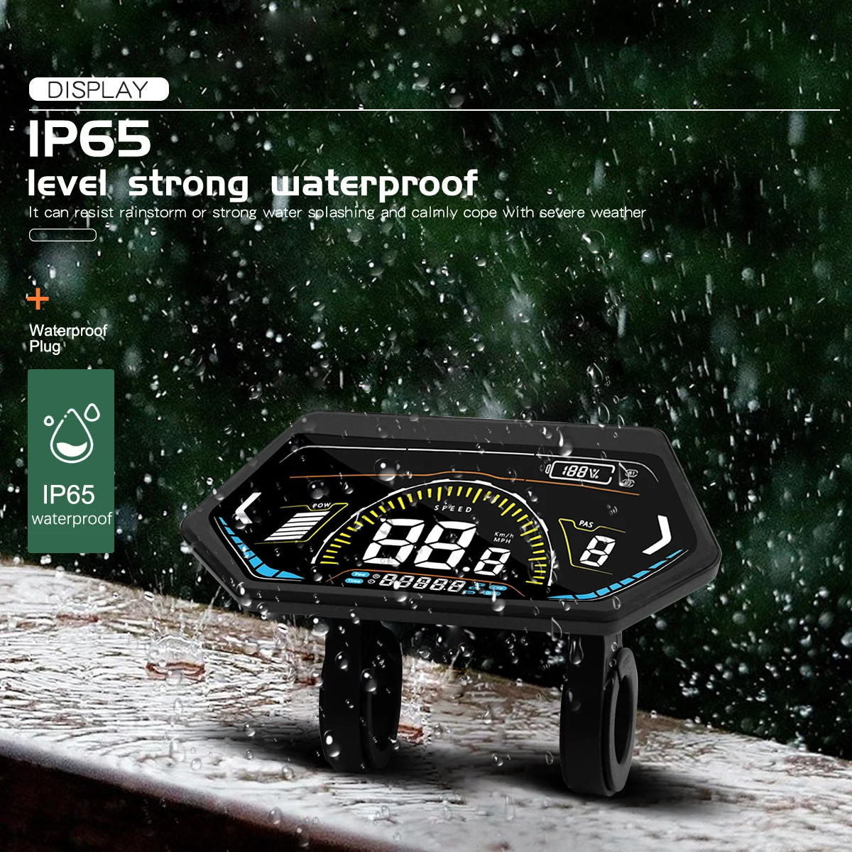 E-bike Display 24V36V48V52V60V72V LCD Color Display SM/Waterproof Plug Display
