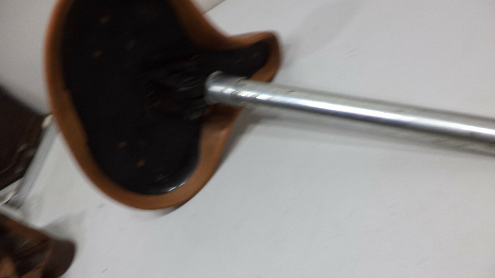 Vintage Troxel Saddle Bicycle Seat Bike Post Clamp Used Brown Beige Mens Vinyl