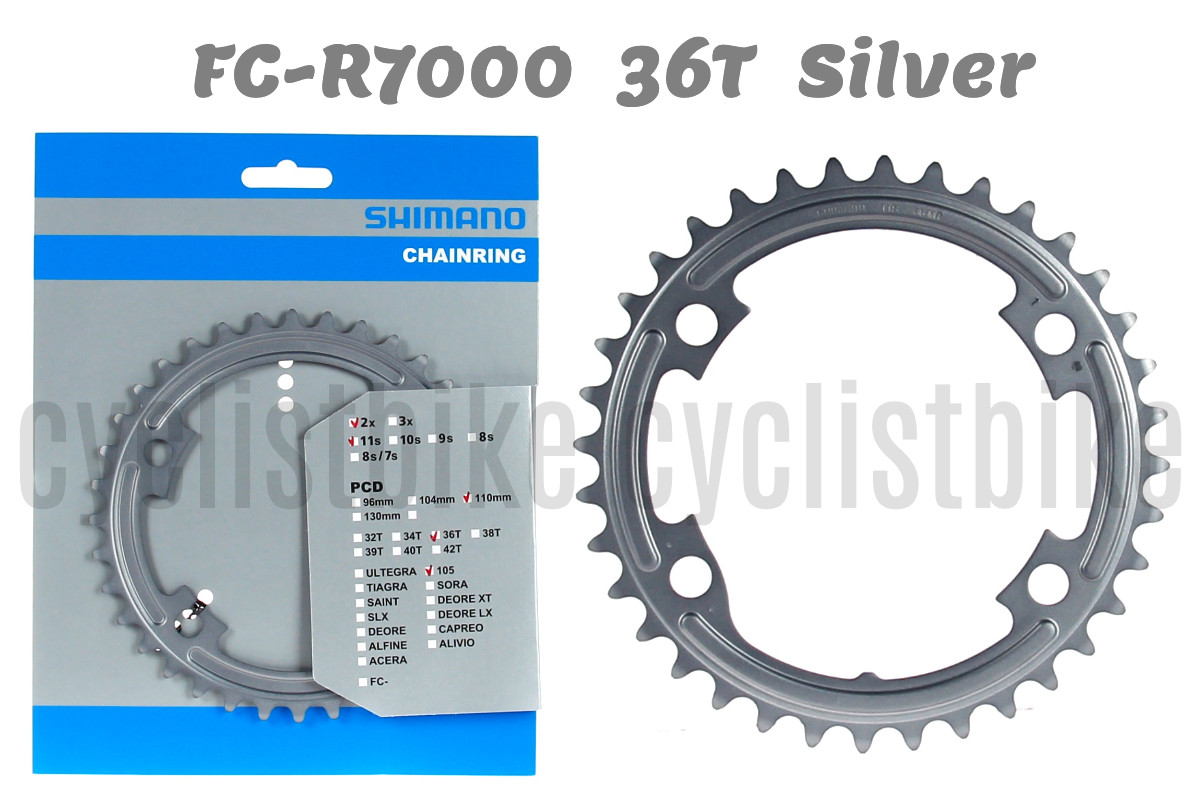 1pc Shimano 105 FC-R7000 Chainring Silver 36T-MT for 52/36T Y1WV36010