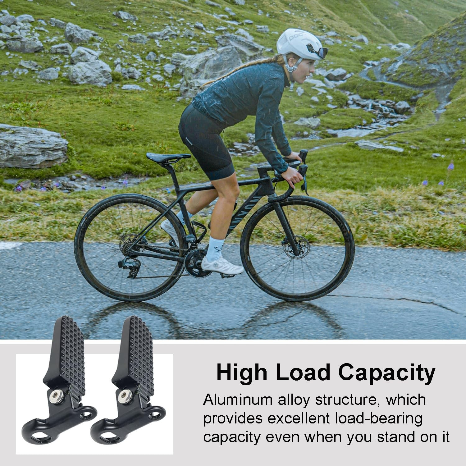 Reicyfang 1 Pair of Bike Foot Pegs, Aluminium Alloy Non-Slip One Size, Black