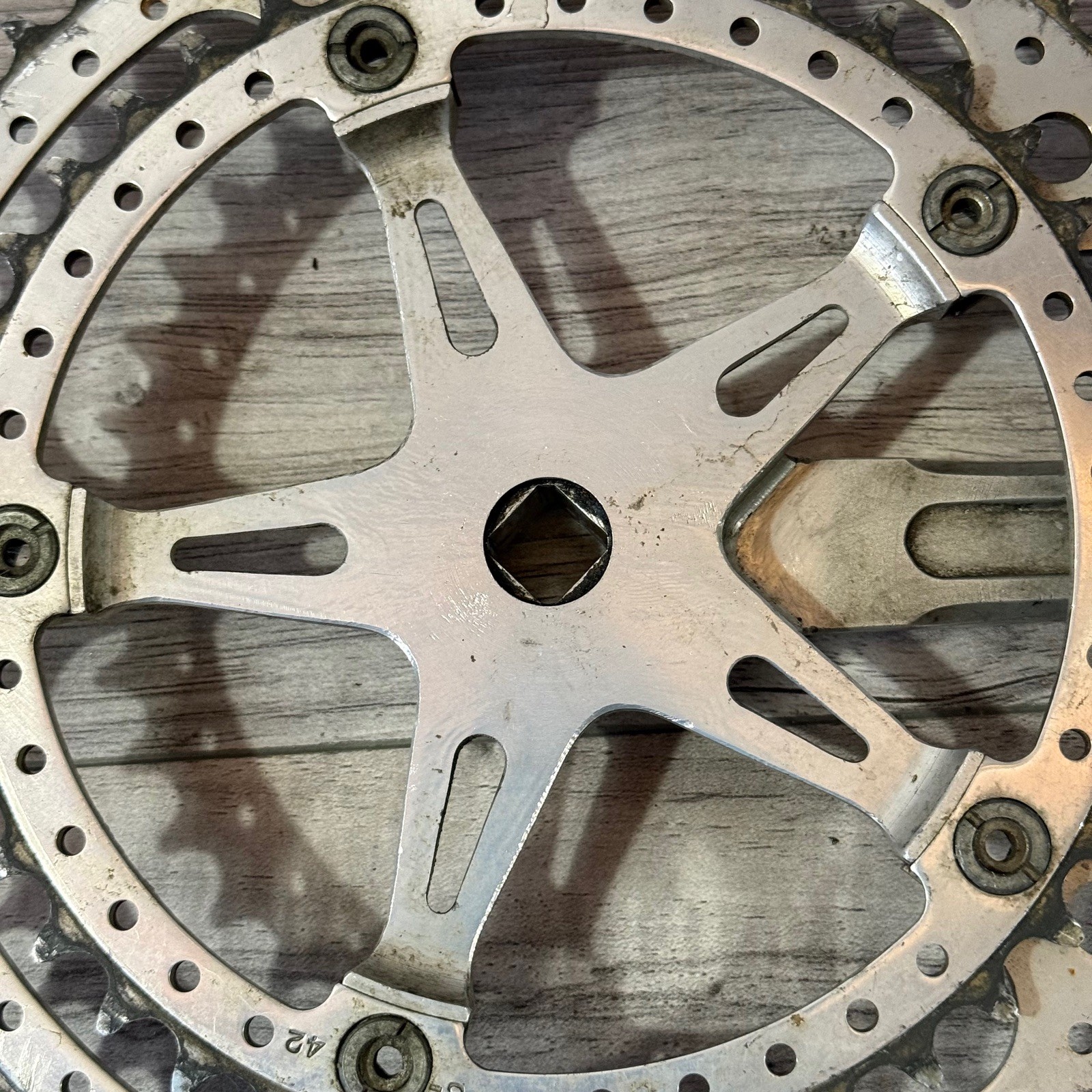 Vintage Sugino Mighty Crankset 171 53 42 Square Taper Drillium 144BCD Drilled 