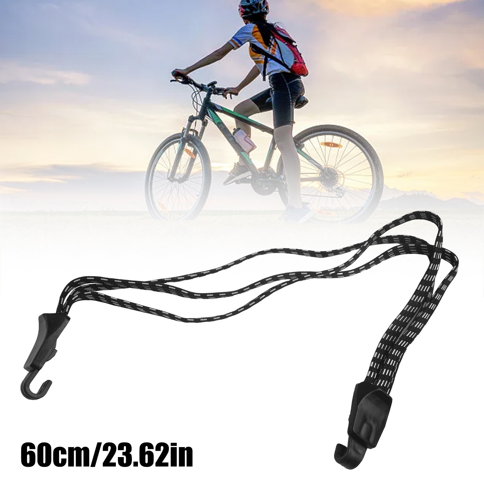 68cm/26.72 Inch 3 In 1 Bike Luggage Strap High Elastic Rope Metal Hooks