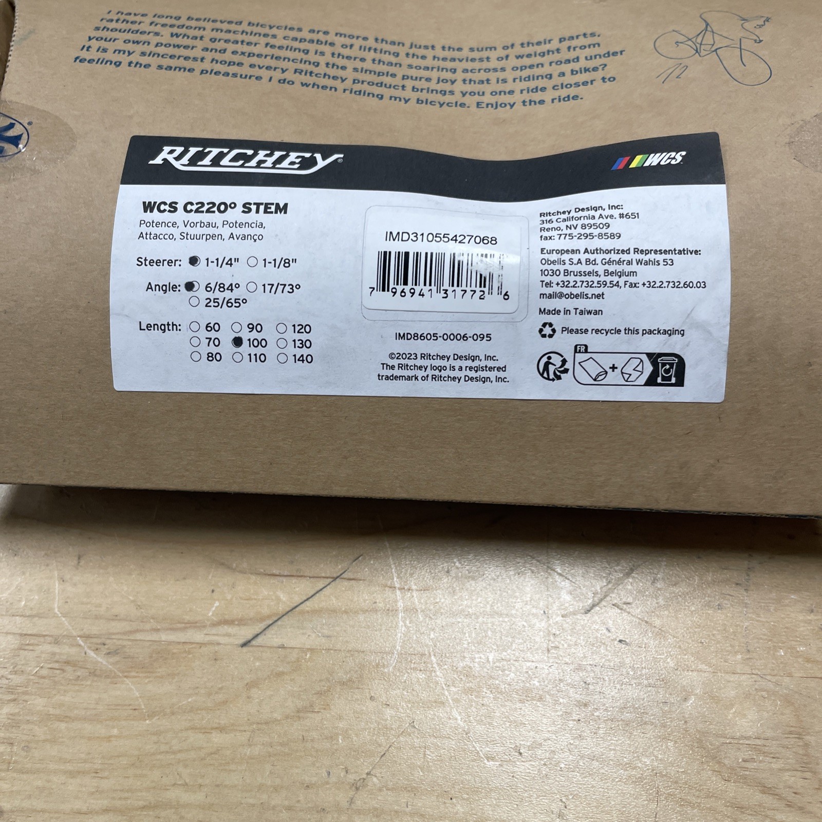 Ritchey WCS C-220 Stem – 1-1/4 (31.8) – 84dx100 – Black