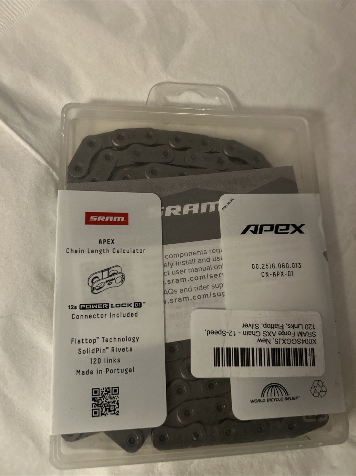 SRAM Apex Flattop Chain – 12-Speed, 120 Links, Gray, D1