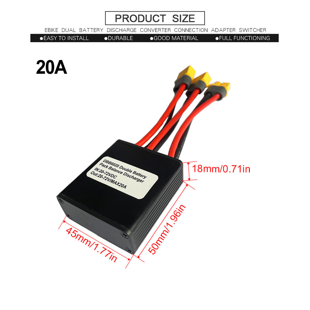 20V-72V 20A /30A /40A Ebike Dual Battery Discharge Converter Adapter Module