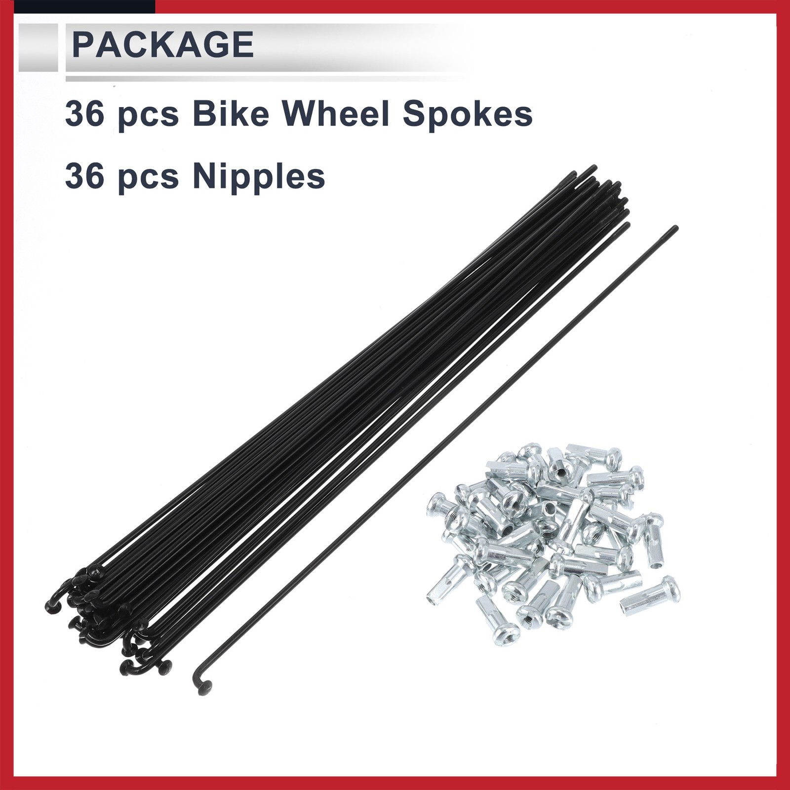 1 Set 13G 225mm Length Bicycle Spokes Nipple 45 Steel Black Universal New