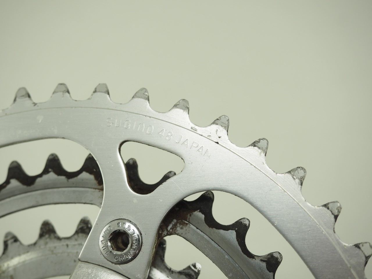 Vintage Sugino VP Triple 3x Crankset 175mm Arms, 48/38/28 Tooth Chainrings
