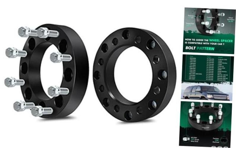 2Pcs 8×6.5 to 8×180 Wheel Adapters 1.5 inch Thread Pitch 14×1.5 Hub Bore