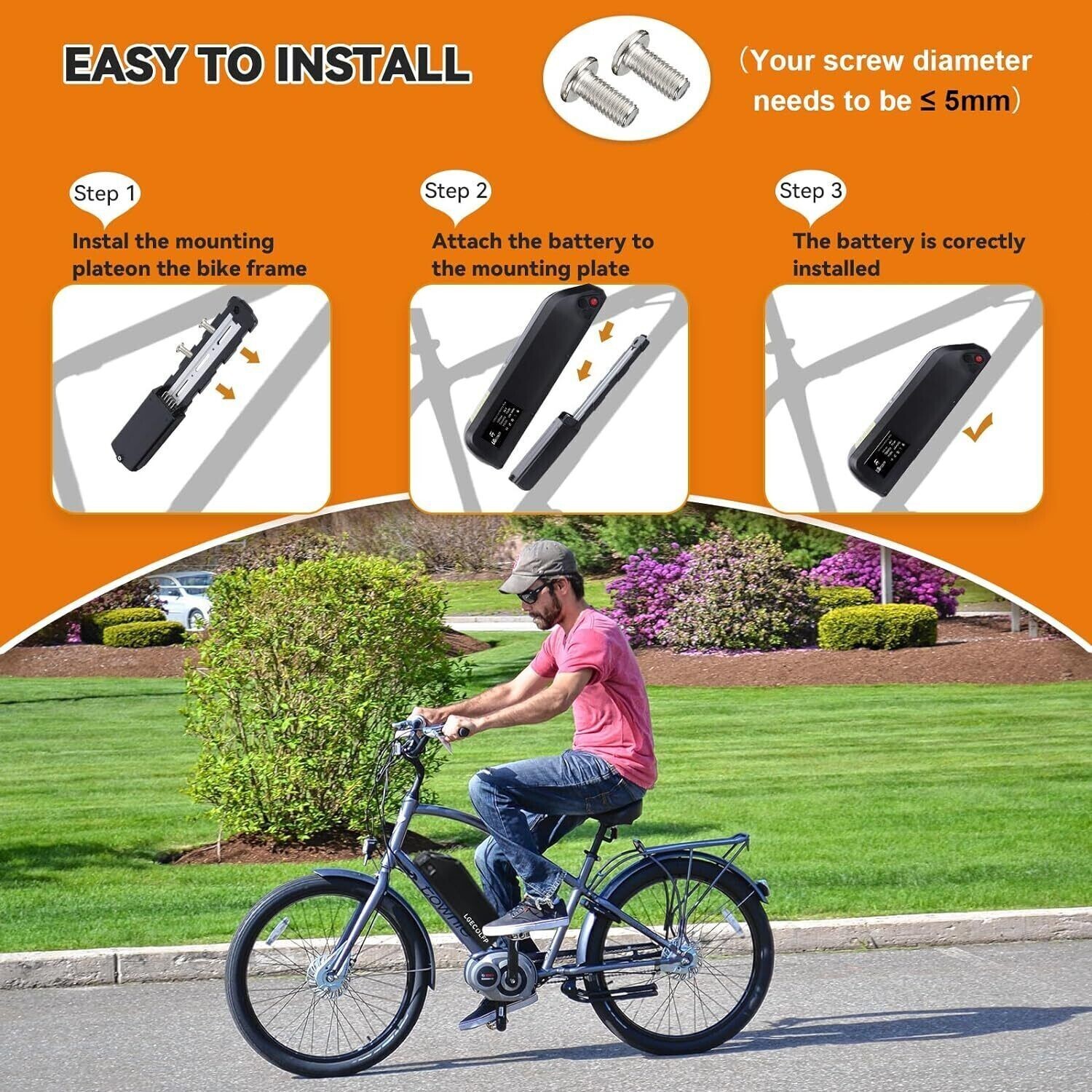 Ebike Battery 48V 36V 10Ah 15Ah 20Ah for 50W-1500W Electric Bike Lithium Battery