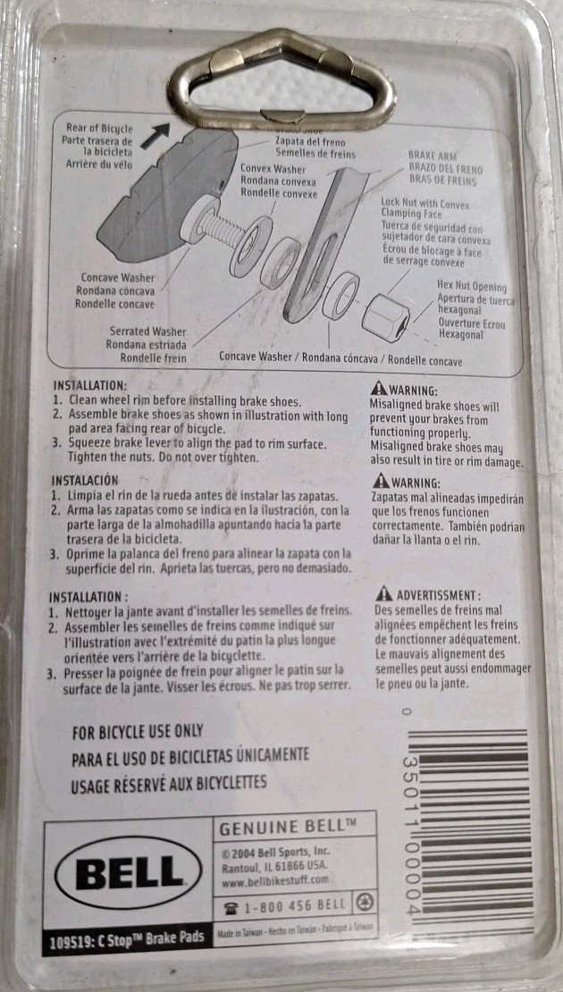 BELL C Stop All Terrain Brake Pads For Bicycles Only 109519 Brand New