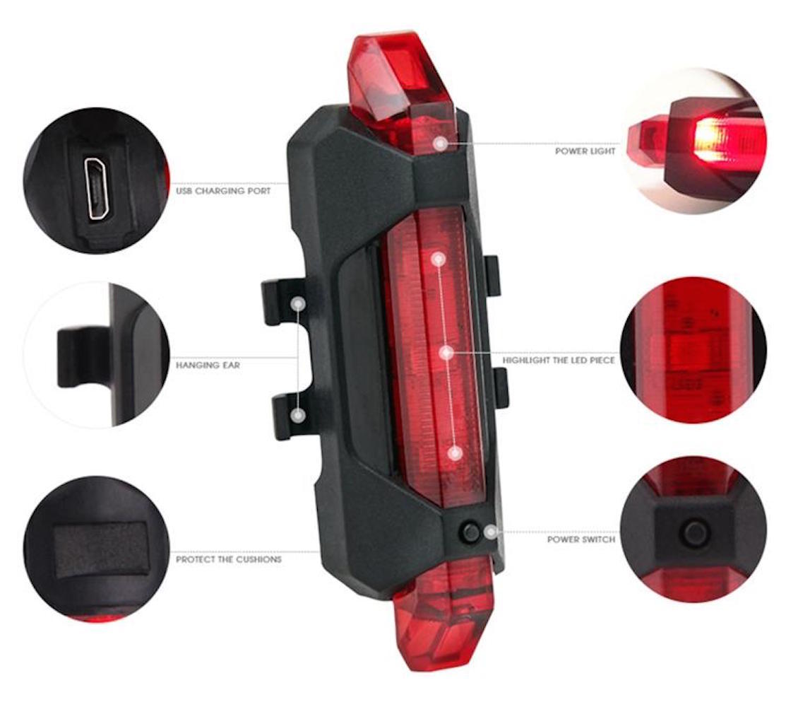 RECHARGEABLE LED FRAME Waterproof Flashing Modes Bike Bicycle Tail Light Safety