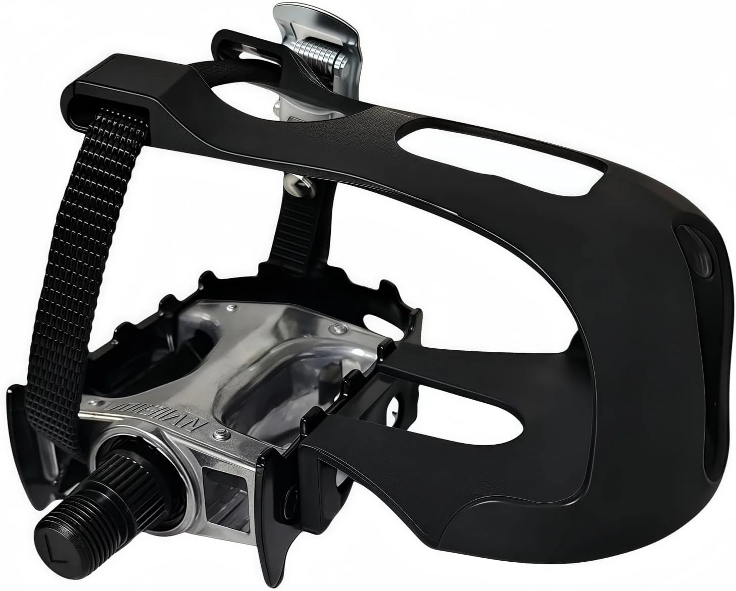 Pro-Grade Spin Bike Pedals with Toe Clips & 4D Adjustable Straps – 9/16″ Spindle