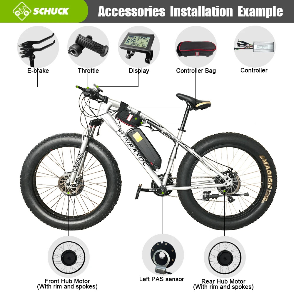 Snow E-bike 48V 750W 20 24 26inch Fat Tire Brushless Gear Rear Rotate Hub Motor