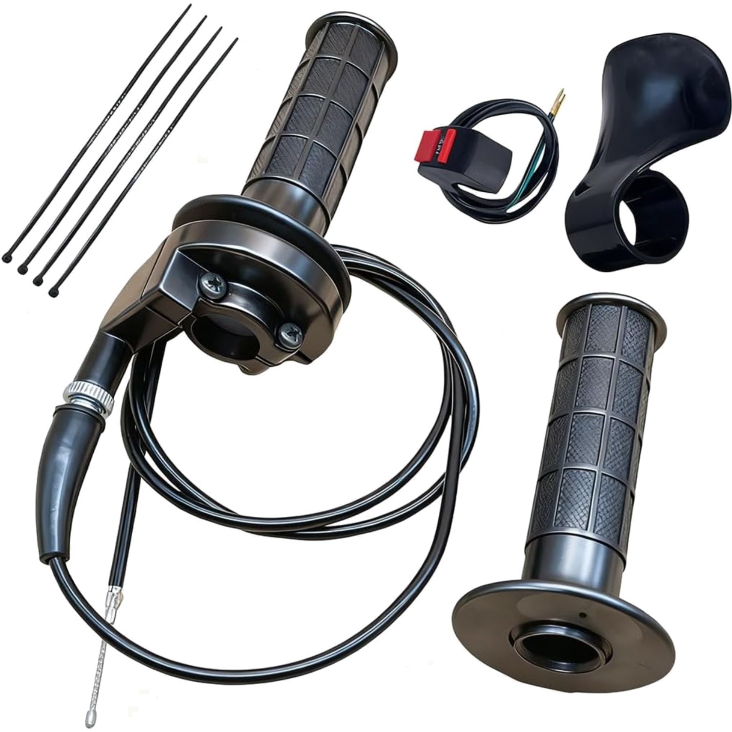 Handlebar Throttle Grips Set Aluminum Cable Clamp for 50cc-125cc Dirt Bikes ATV